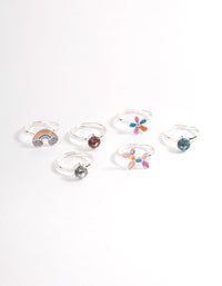 Kids Silver Diamante Bubble Dog Ring 6-Pack - link has visual effect only