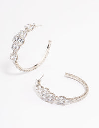 Silver Diamante Baguette Statement Hoop Earrings - link has visual effect only