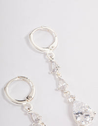 Silver Triple Huggie Drop Earrings - link has visual effect only