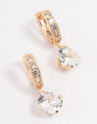 Gold Diamante Huggie Teardrop Earrings - link has visual effect only