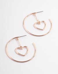 Rose Gold Heart Drop Hoop Earrings - link has visual effect only