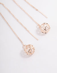 Rose Gold Filigree Ball Thread Through Drop Earrings - link has visual effect only