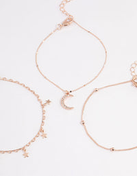 Rose Gold Mix Star & Moon Chain Bracelet 4-Pack - link has visual effect only