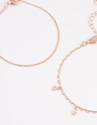 Rose Gold Mix Star & Moon Chain Bracelet 4-Pack - link has visual effect only