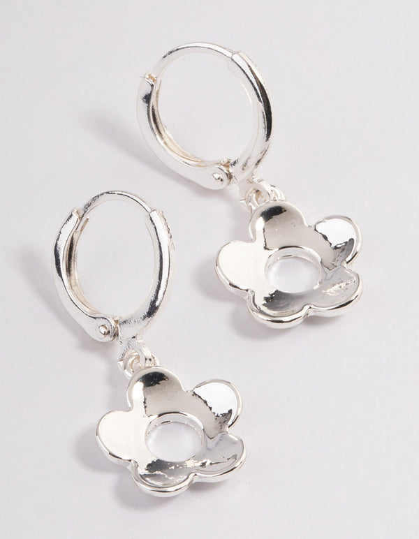 Silver '90s Flower Mini Hoop Earrings