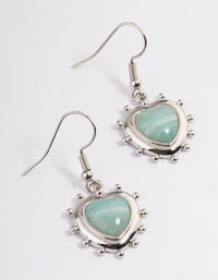 Silver Grunge Heart Stone Drop Earrings - link has visual effect only