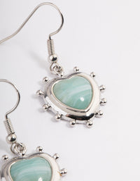 Silver Grunge Heart Stone Drop Earrings - link has visual effect only