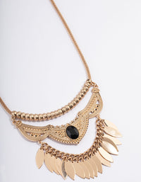 Black Boho Texture Multi Fringe Necklace - link has visual effect only