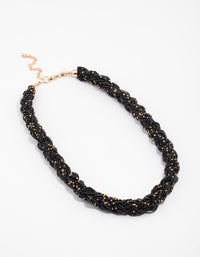 Black Chunky Braid Bead Necklace - link has visual effect only