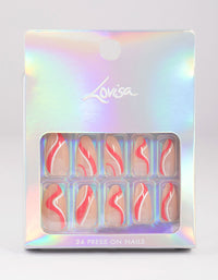 Plastic Pink Two Tone Swirl Press On Nails - link has visual effect only