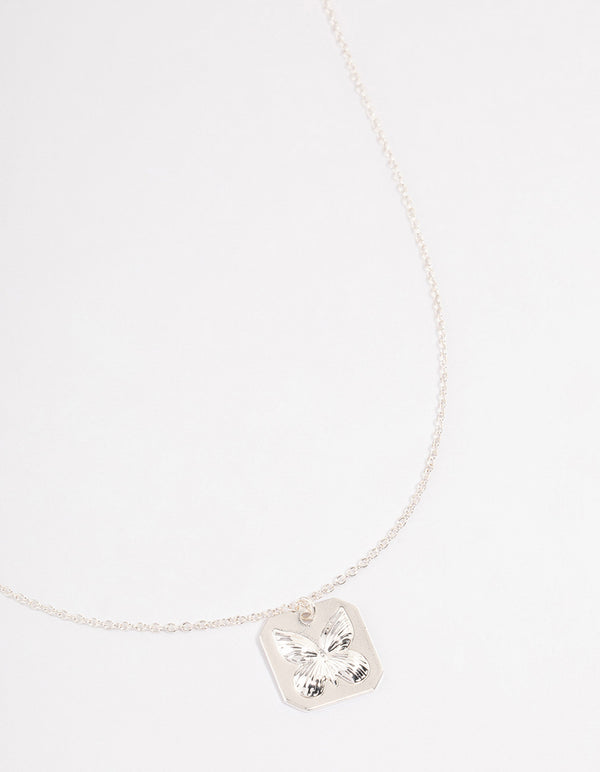 Silver Butterfly Imprint Necklace