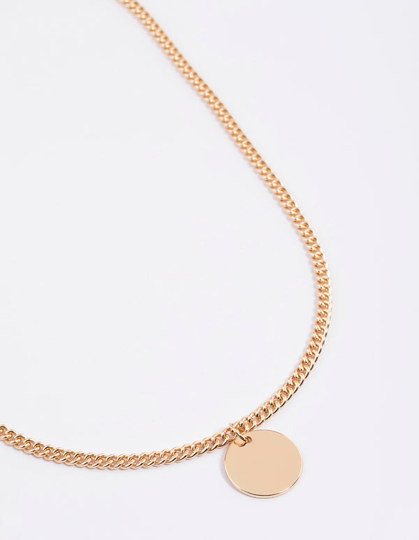 Gold Solid Disc Necklace