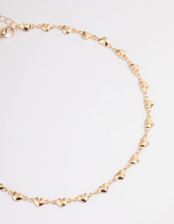 Gold Puffy Heart Choker