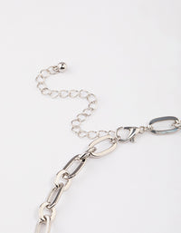 Rhodium Chain Link Necklace - link has visual effect only