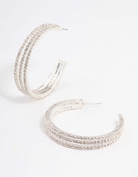 Silver Three Illusion Statement Hoop Earrings - link has visual effect only