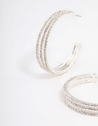 Silver Three Illusion Statement Hoop Earrings - link has visual effect only