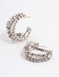 Silver Mega Cupchain Three Illusions Hoop Earrings - link has visual effect only