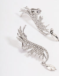 Silver Diamante Wing Drop Cuff Earrings - link has visual effect only