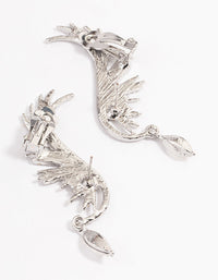 Silver Diamante Wing Drop Cuff Earrings - link has visual effect only