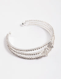 Silver Triple Row Diamante Butterfly Cuff Bangle - link has visual effect only