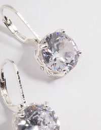 Silver Cubic Zirconia Mega Stone Huggie Earrings - link has visual effect only