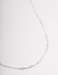 Rhodium Cubic Zirconia Dainty Stone Chain Necklace - link has visual effect only