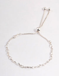 Silver Cubic Zirconia Stone Chain Toggle Bracelet - link has visual effect only