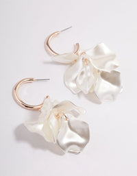 Rose Gold Coated Petal Huggie Earrings - link has visual effect only