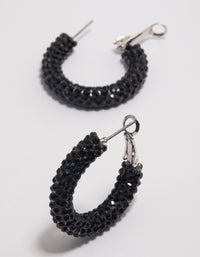 Coated Black Jet Crescent Hoop Earrings 20mm - link has visual effect only