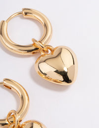 Gold Plated Puffy Heart Huggie Earrings - link has visual effect only