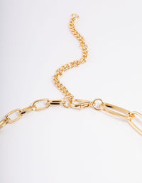 Gold Plated Variety Link Freshwater Pearl Necklace - link has visual effect only