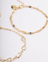 Gold Plated Stone Chain Multi Bracelet Pack - link has visual effect only