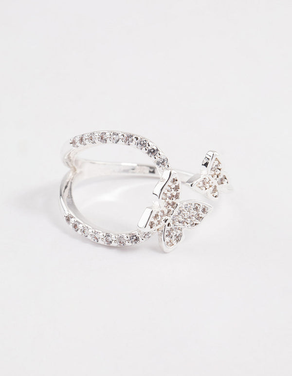 Silver Flying Butterfly Ring