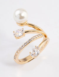 Gold Plated Flare Pearl Ring - link has visual effect only