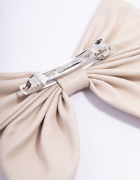 Faux Leather Netural Fabric Bow Clip - link has visual effect only