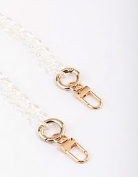 Clear Iridescent Chain Wrist Phone Strap - link has visual effect only