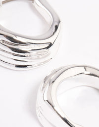 Silver Plated Molten Medium Hoop Earrings - link has visual effect only