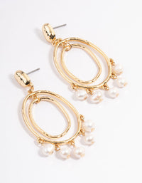 Gold Plated Oval Drop Layered Freshwater Pearl Earrings - link has visual effect only