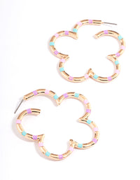 Gold Multi Flower Hoop Earrings - link has visual effect only