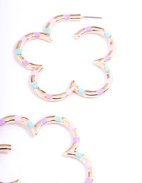 Gold Multi Flower Hoop Earrings - link has visual effect only