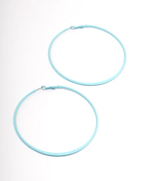 Blue Coated Felt Edge Hoop Earrings 9cm - link has visual effect only