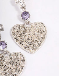 Antique Silver Textured Heart Cross Earrings - link has visual effect only