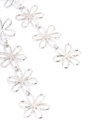 Rhodium Flower Drop Earrings - link has visual effect only