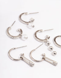 Silver Safety Pin Stacker Earrings - link has visual effect only