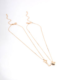 Gold Heart Key Multi Necklace - link has visual effect only