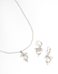 Rhodium Dolphin Jewellery Set - link has visual effect only