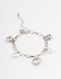 Rhodium Puffy Heart Bracelet - link has visual effect only