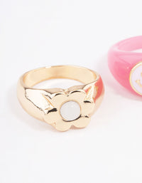 Pink Smiley Flower Ring Pack - link has visual effect only