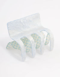 Acrylic Blue Contrast Checkered Hair Claw Clip - link has visual effect only