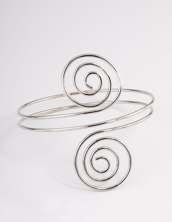 Rhodium Swirl Arm Cuff